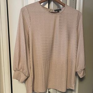 Adrianna Papell Beige and Black Patterned Blouse